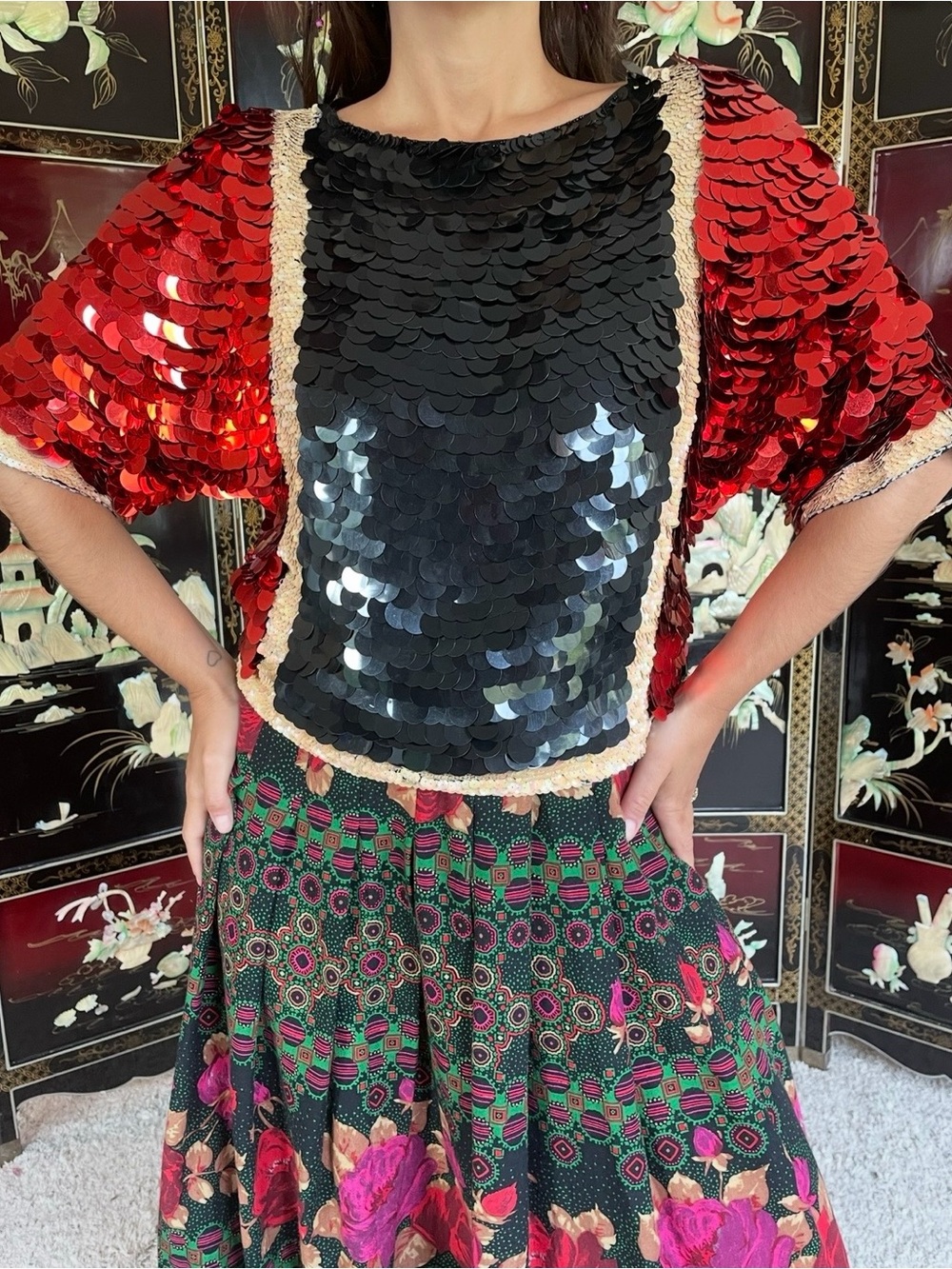 Vintage 1960s showgirl paillete top